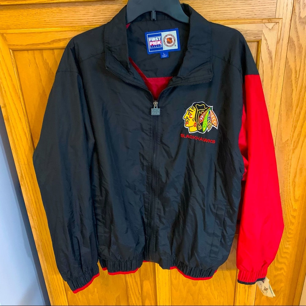 NEW Vintage Blackhawks Windbreaker Jacket sz L